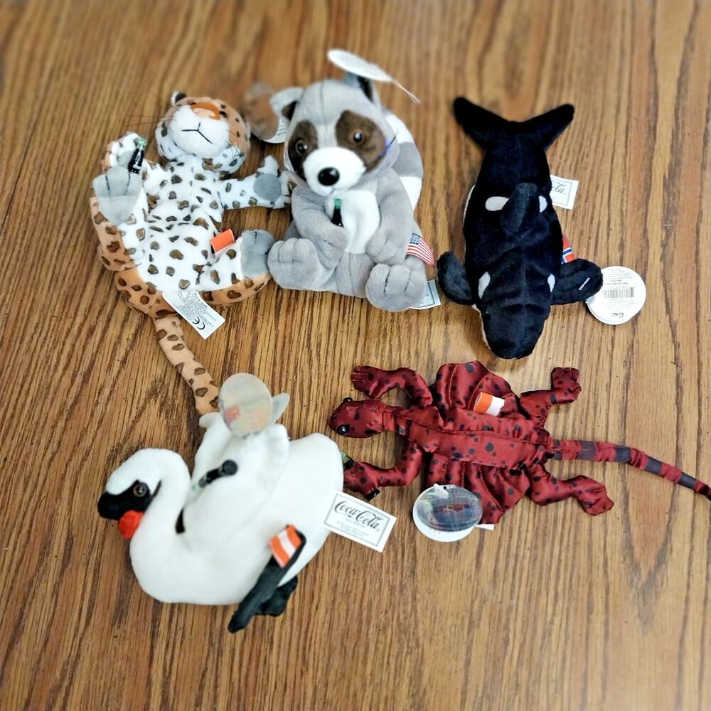 Vintage Coca Cola 2000 Edition International Bean Bag Plush Animals Lot Of 5